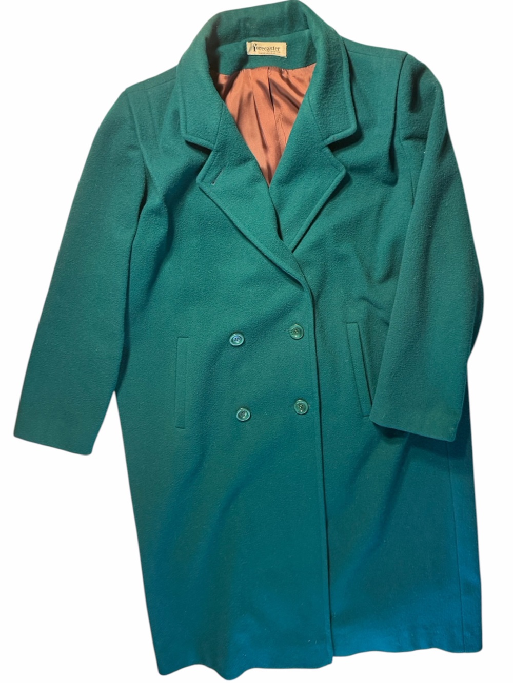 Vintage Forecaster of Boston | Wool Jewel Tone Teal Double-Breasted Pea Coat
